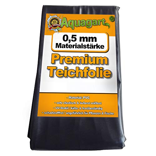 Hochwertige PVC Teichfolie 0,5mm Stärke Fisch und Pflanzenfreundlich, UV- und witterungsbeständig I Schwimmteich Folie Gartenteich Teichplane schwarz I (3m lang, schwarz 4m breit)