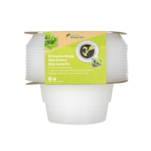 Andermatt Biogarten SchneckenStopp PP – 12er Pack, mechanischer Schneckenschutz, wiederverwendbarer Schneckenkragen aus recyceltem Material, das Schweizer Original, transparent